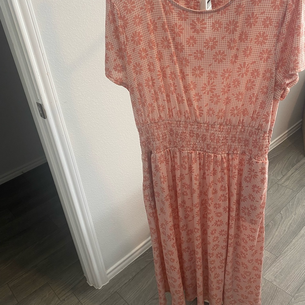 Cato Coral and Cream Floral Maxi Dress